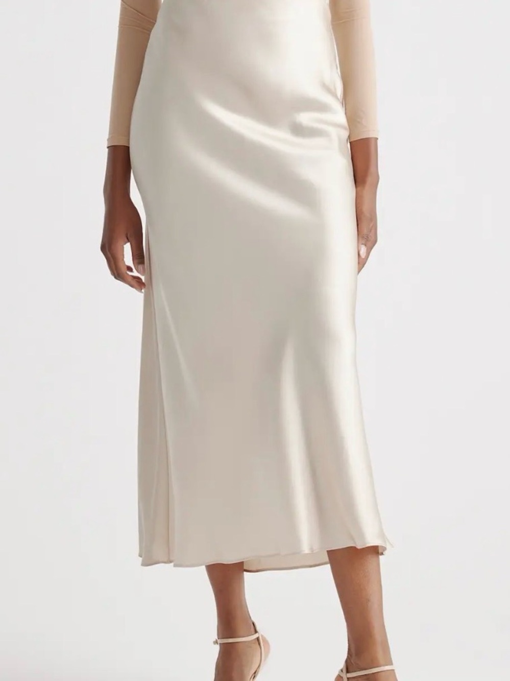 Quince 100% washable silk maxi skirt in Cream